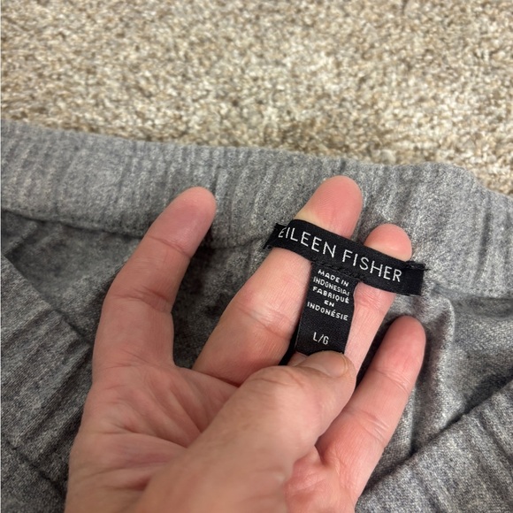 Eileen Fisher 100% Wool Elastic Waist High Rise Wide Leg Pants Large Grey - Picture 9 of 10